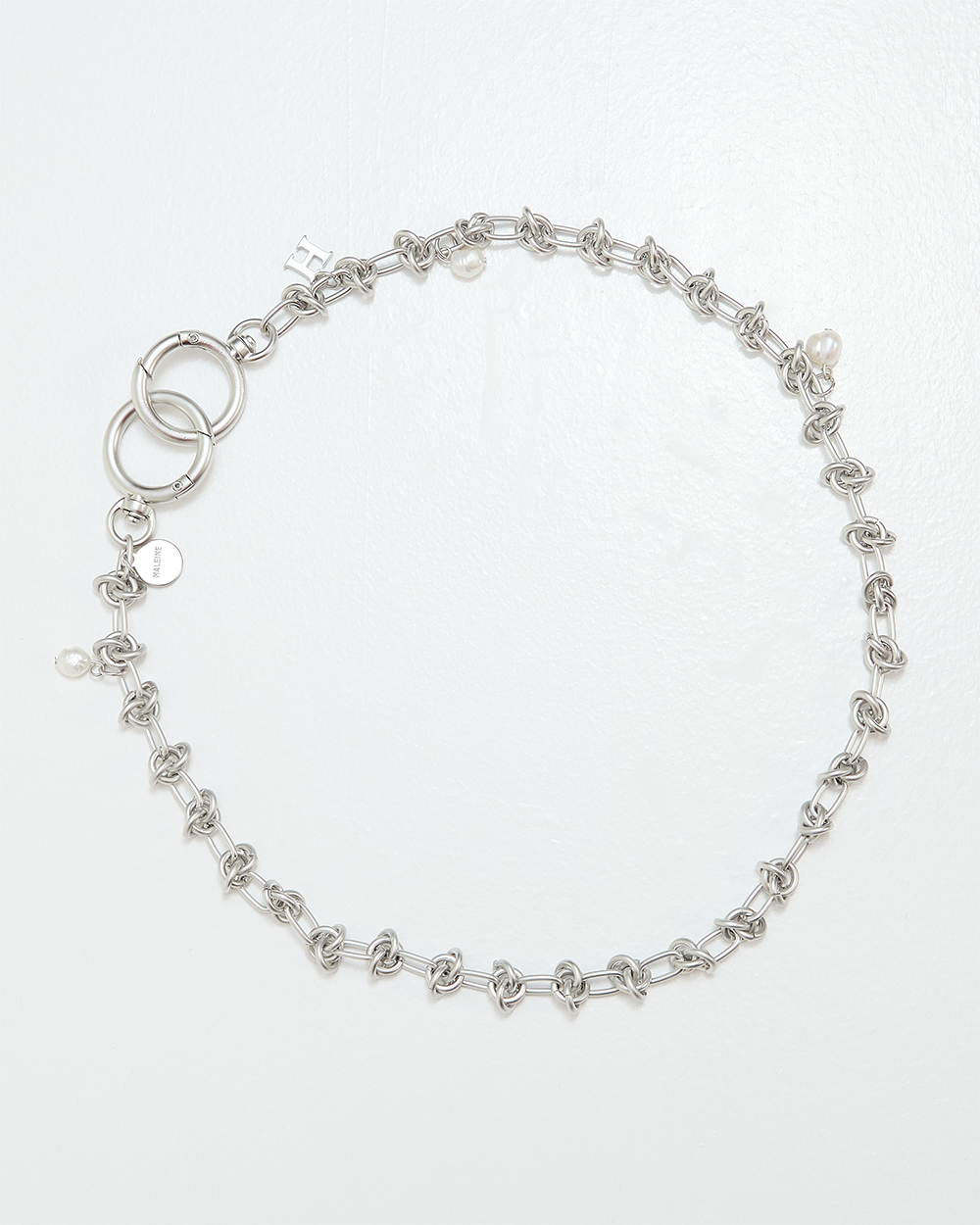 PEARL LAYERED CHAIN&amp;NECKLACE SILVER(RA202)