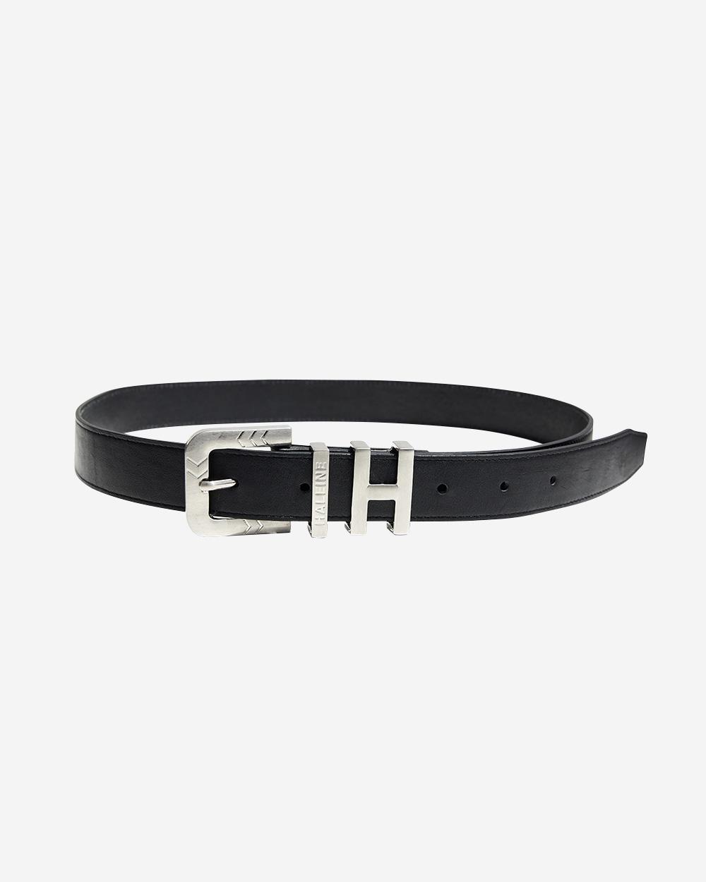 BLACK H METAL detail leather belt(SA211)